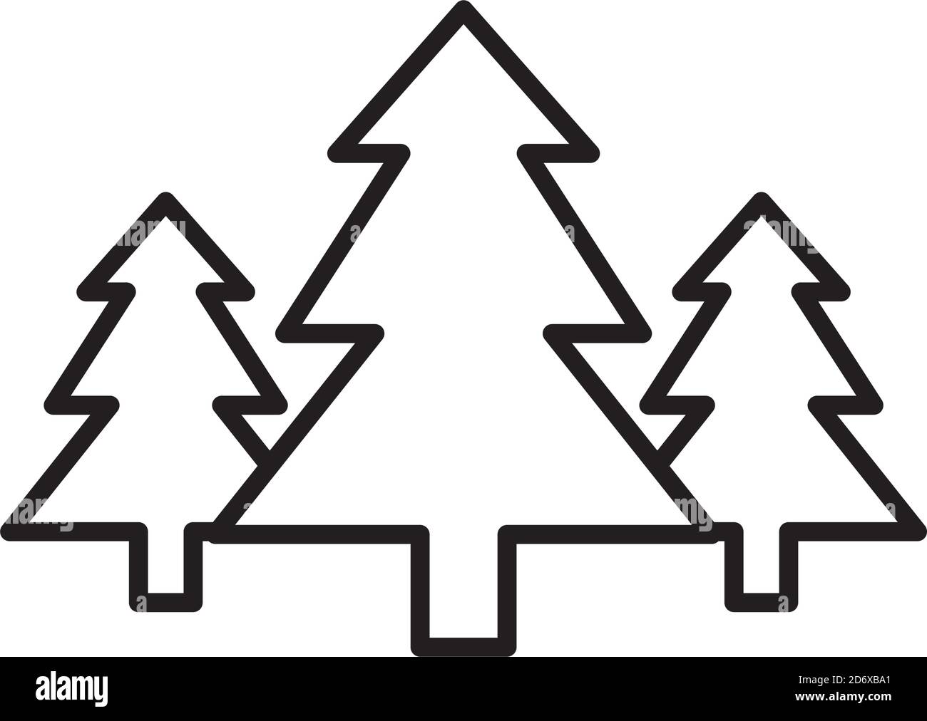 pine trees icon over white background, line style, vector illustration ...