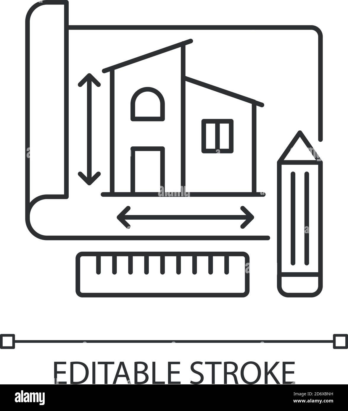 Building plan pixel perfect linear icon Stock Vector