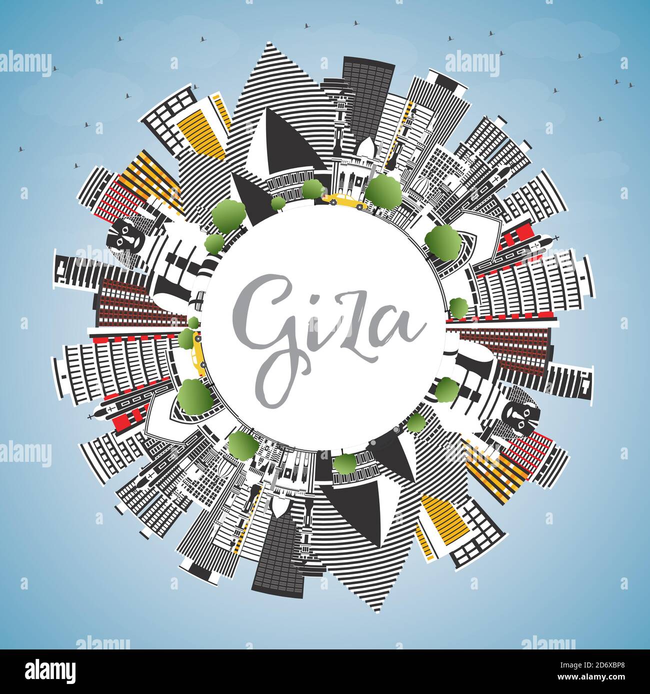 Giza Egypt City Skyline with Gray Buildings, Blue Sky and Copy Space ...
