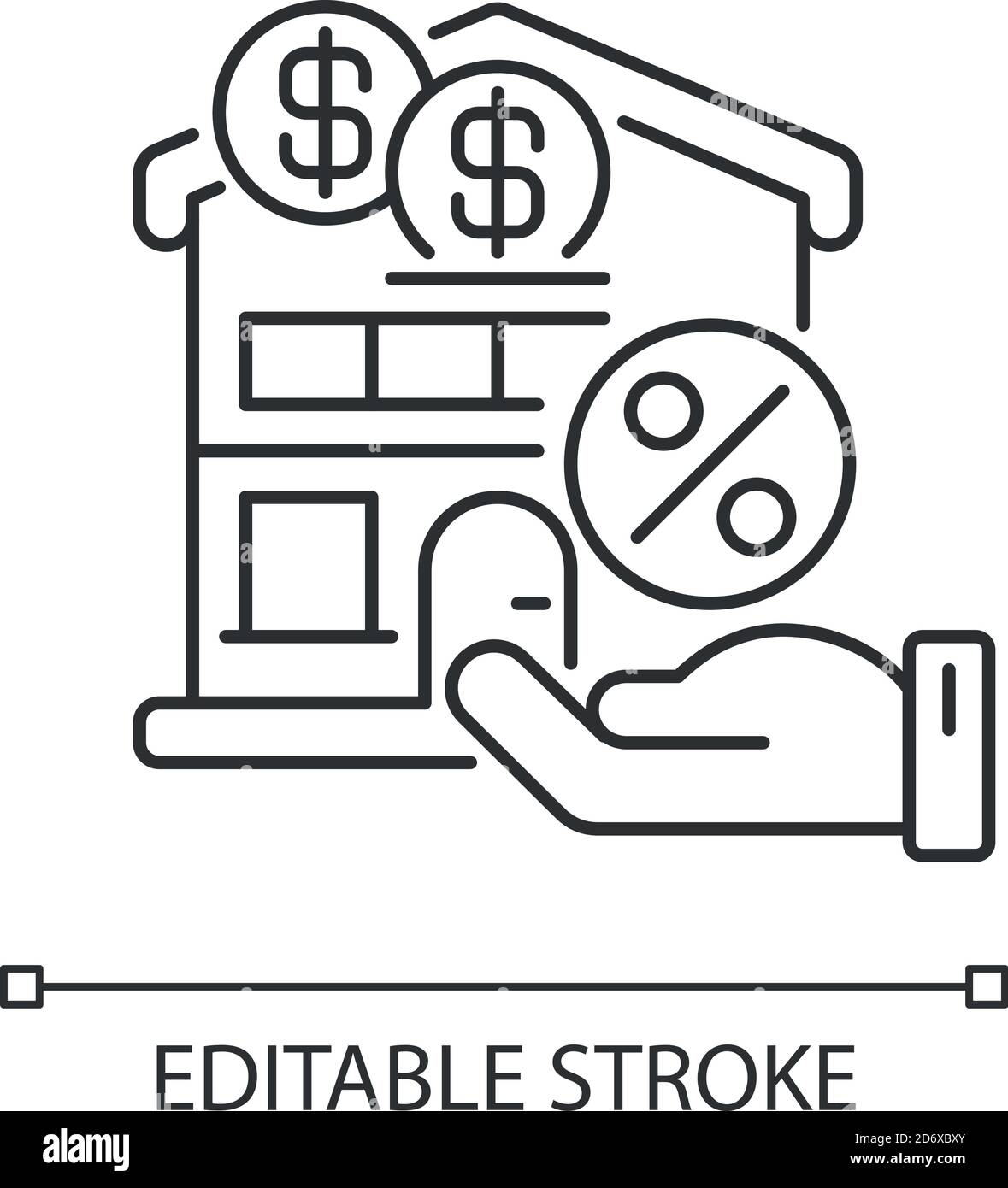 Mortgage pixel perfect linear icon Stock Vector