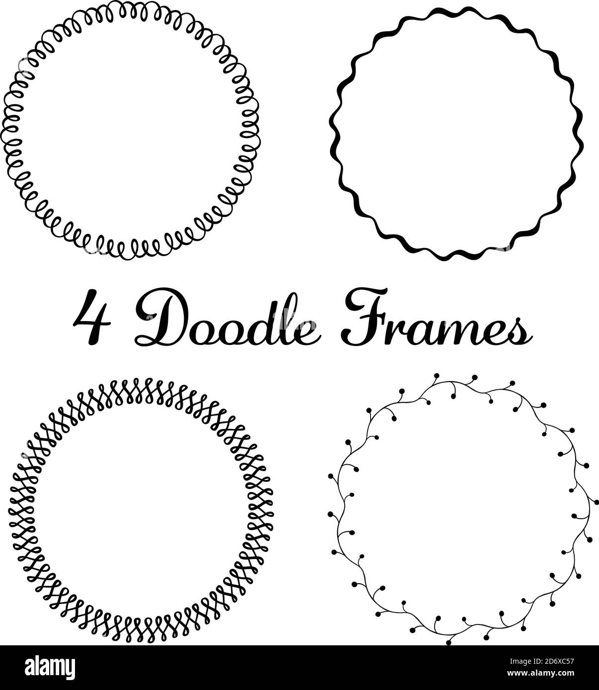 Vector set of hand drawn round frames. Vector isolated illustration ...