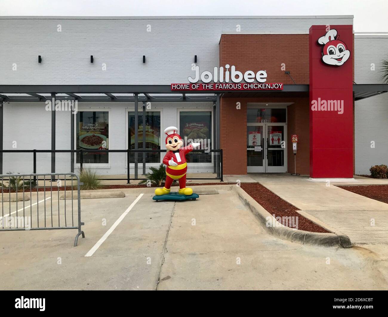 Jollibe bee in front of Jollibe store in Plano Texas Stock Photo