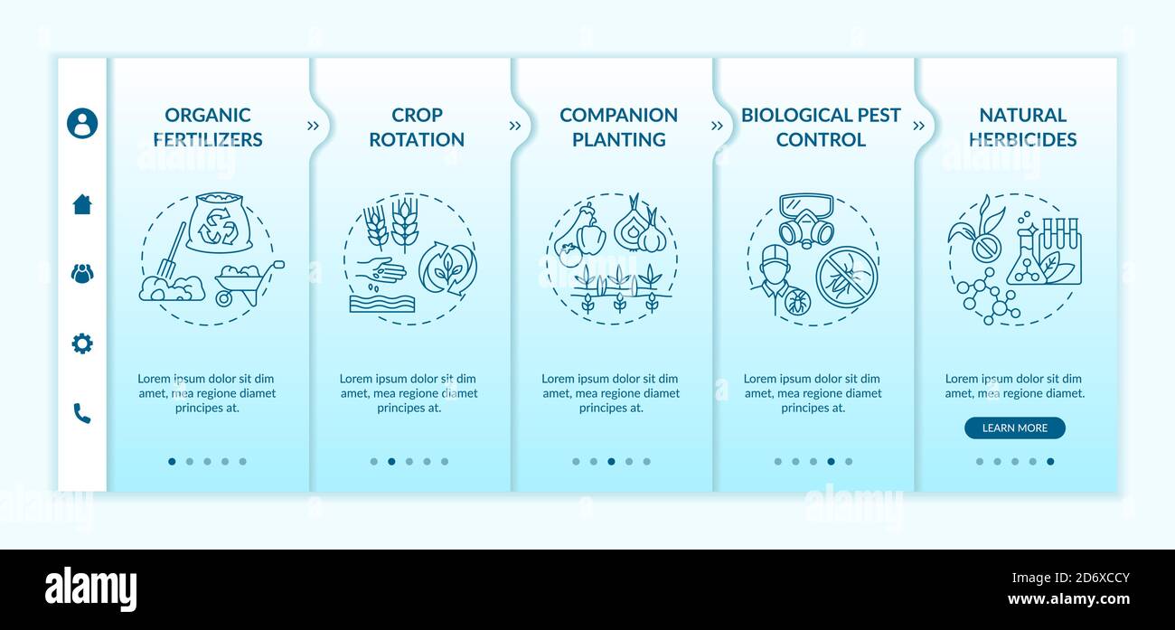 Organic farming principles onboarding vector template Stock Vector