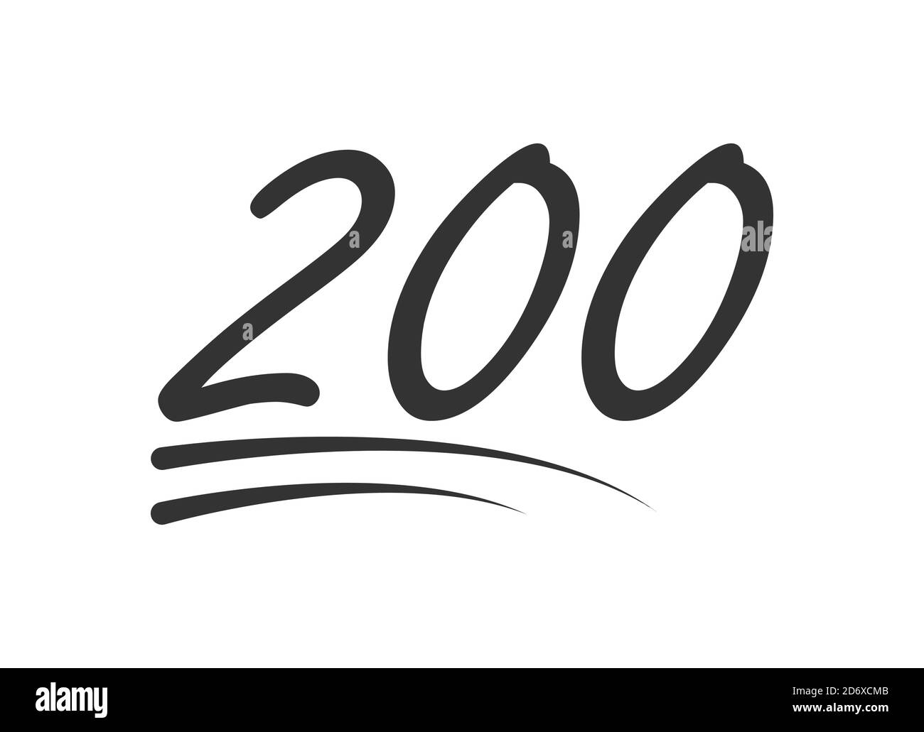 200 - hundred number vector icon. Symbol isolated on white background . Stock Vector