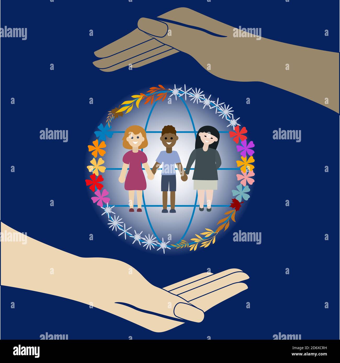 Children's rights and protection worldwide. Vector illustration Stock Vector