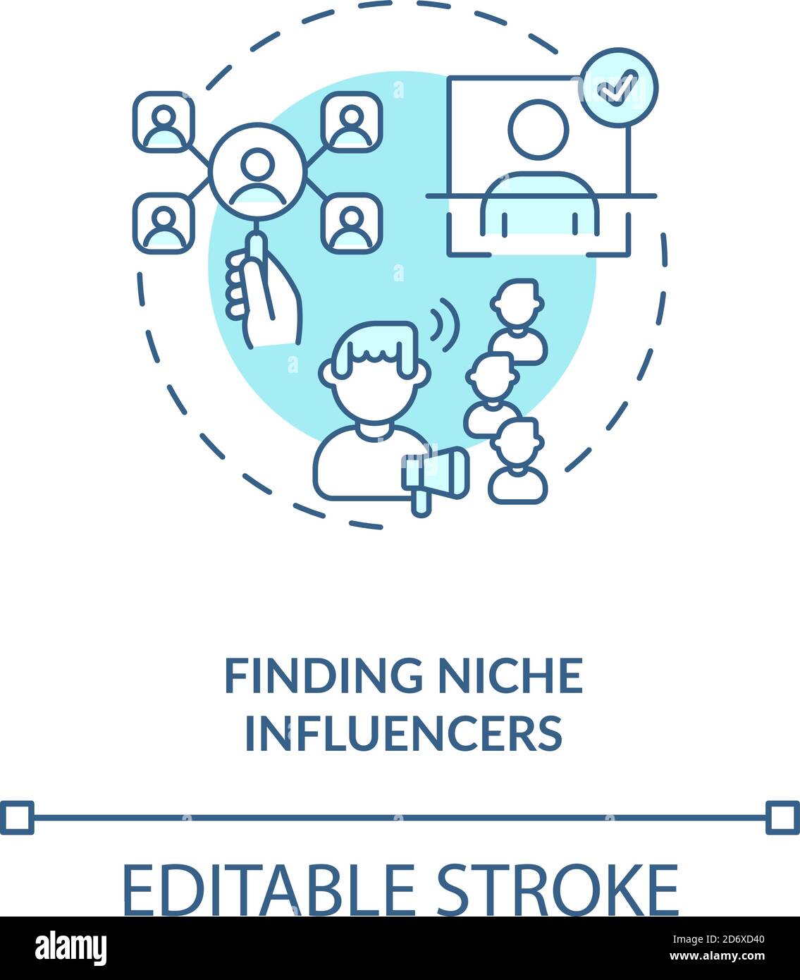 Finding niche influencers concept icon Stock Vector