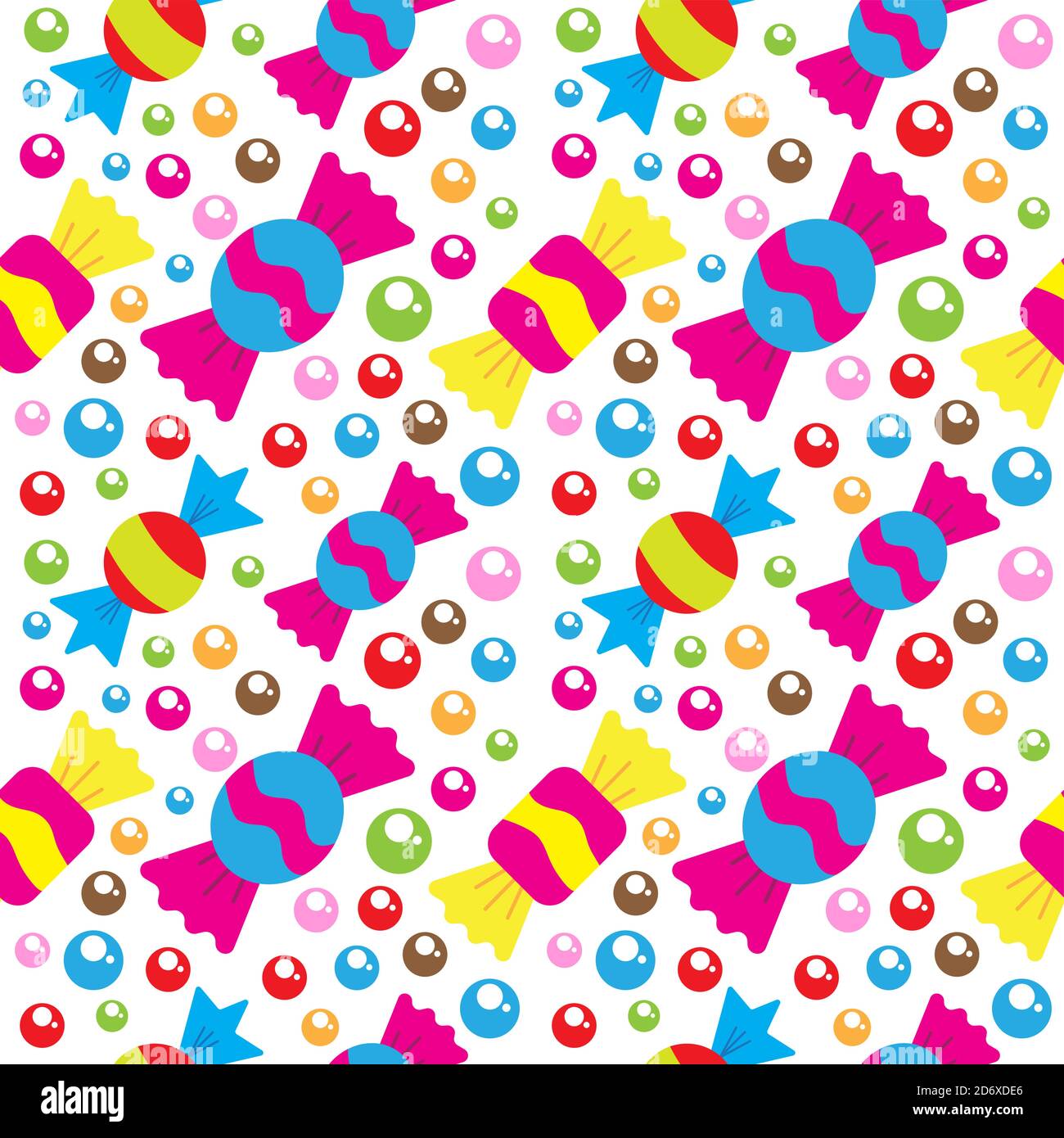 Colorful seamless pattern with various sweet candies element ...