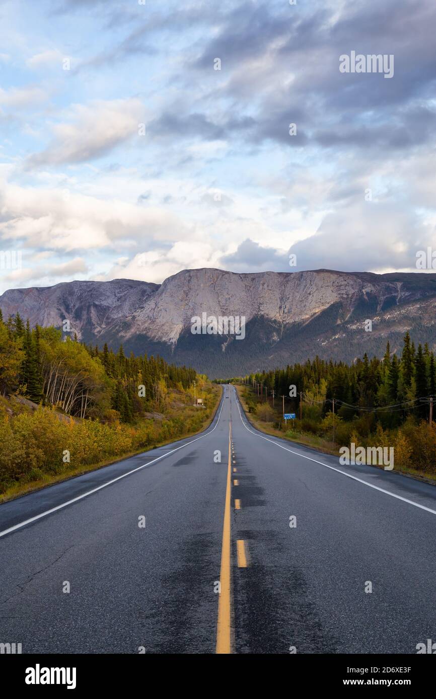 View of Scenic Road surrounded by Trees and Mountains Stock Photo - Alamy
