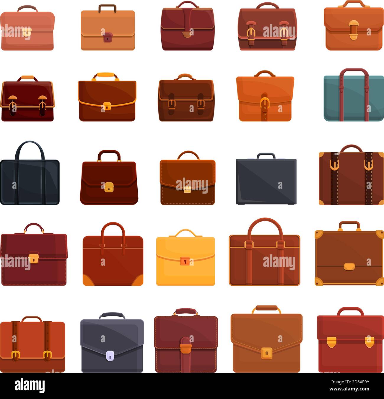 Briefcase icons set. Cartoon set of briefcase vector icons for web