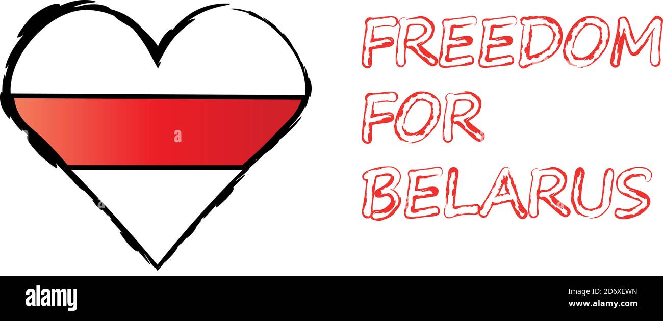 White-red-white heart and inscription freedom for Belarus Stock Vector