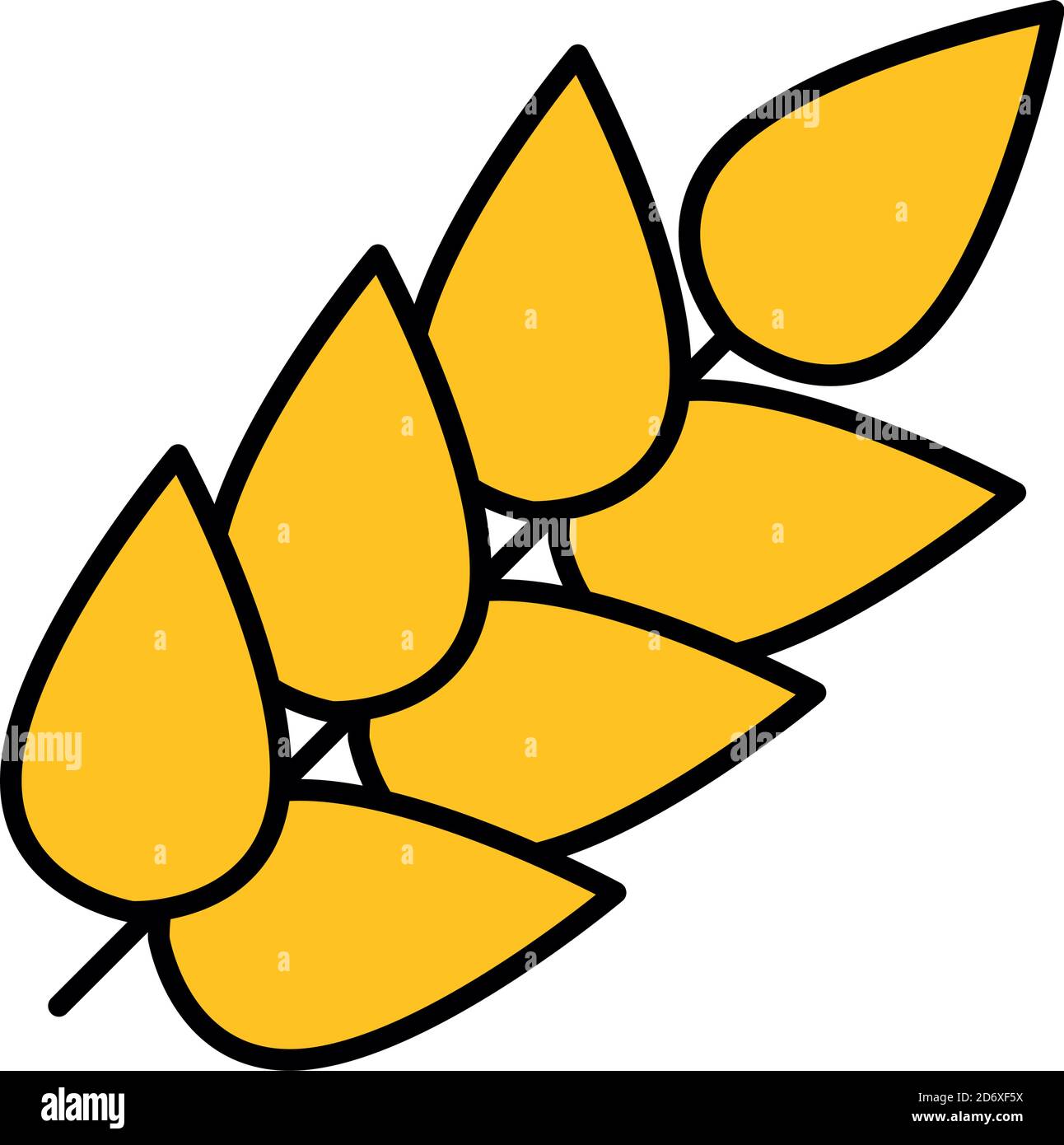 icon of wheat ears over white background, line and fill style, vector ...