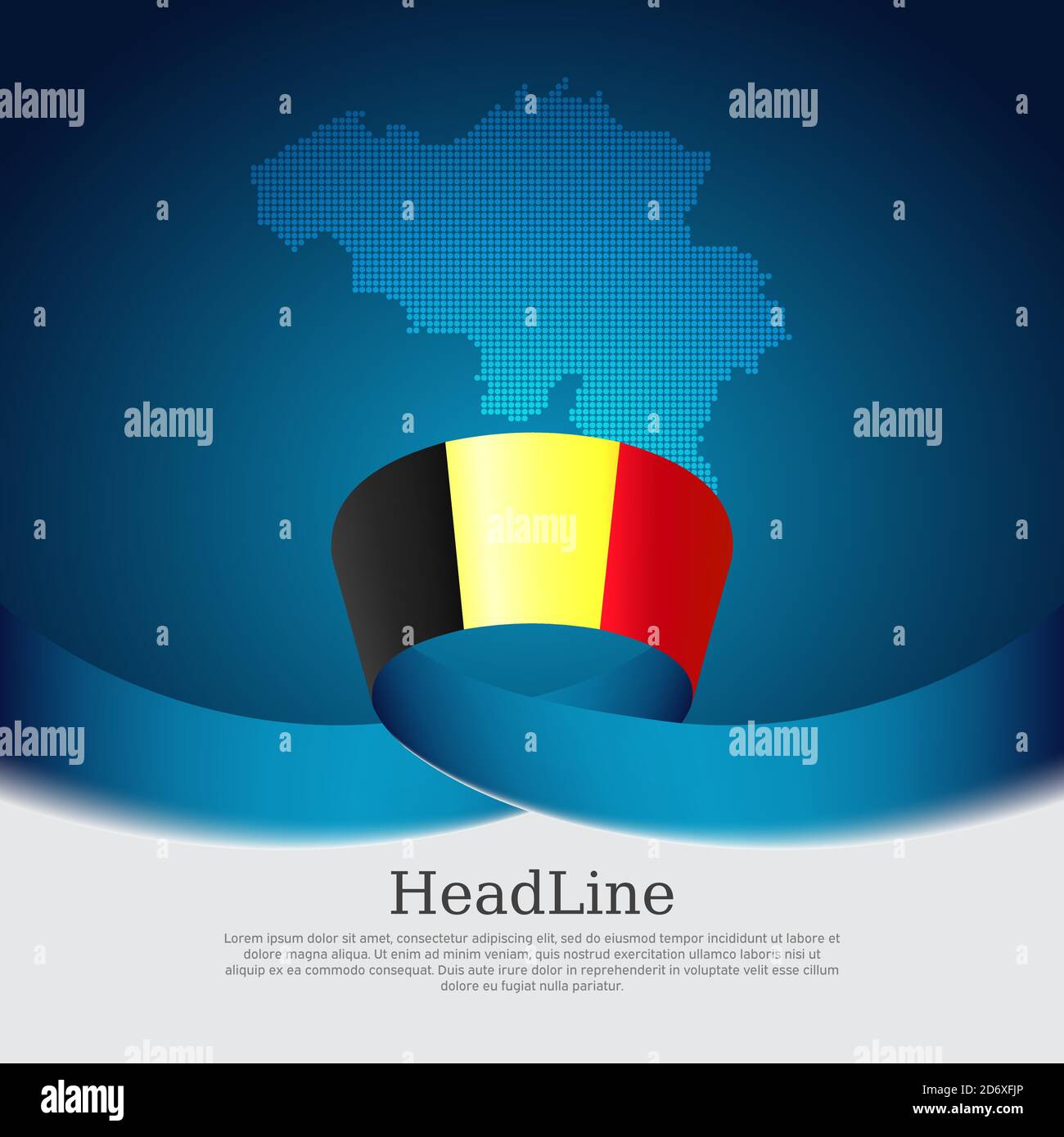 Belgium flag background. Belgium flag, mosaic map on a blue white ...