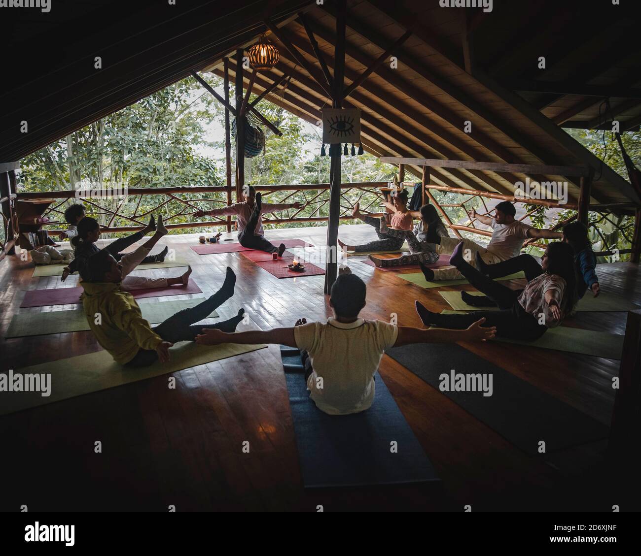 Amazon Jungle yoga retreat Stock Photo
