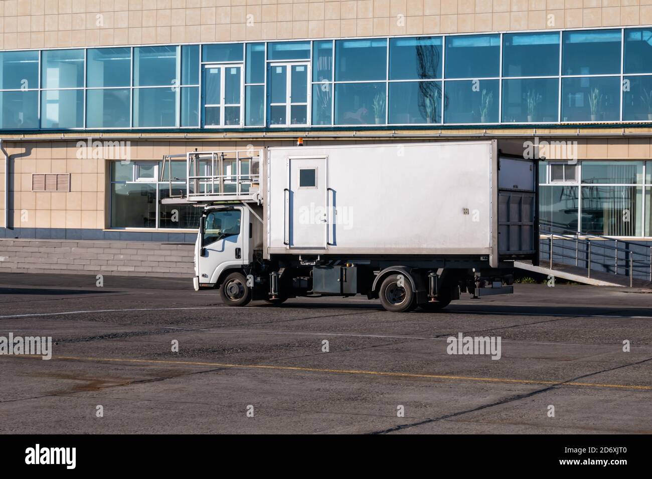 Airport catering truck near terminal Stock Photo