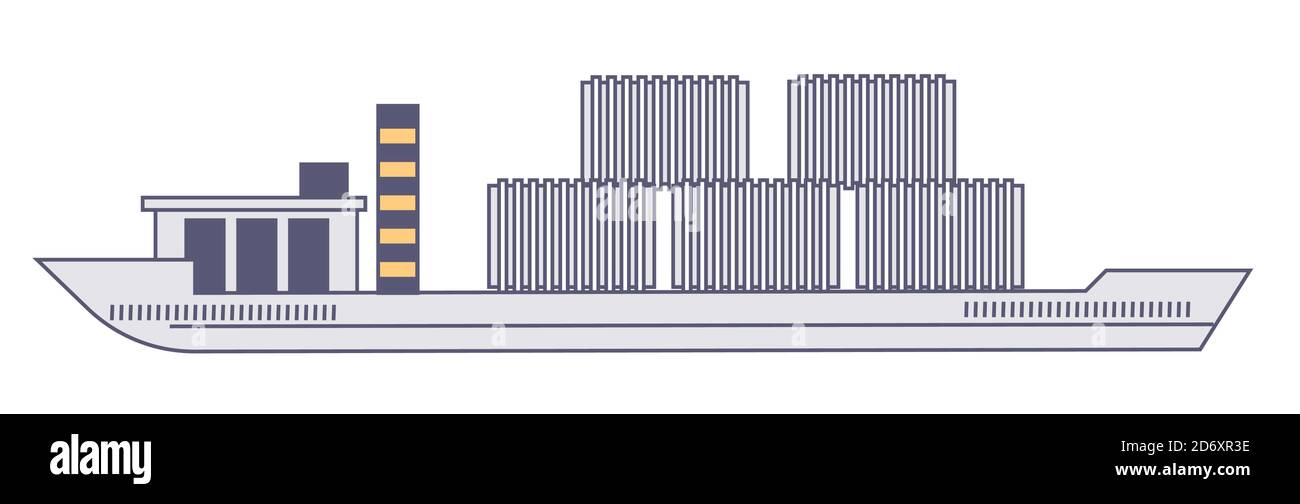 Shipping boat with cargo and freight, logistic services Stock Vector