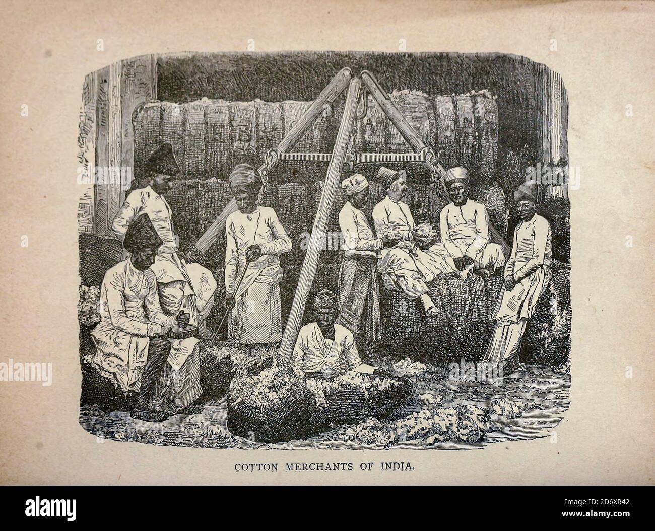 Cotton Merchants of India  from The merchant vessel : a sailor boy's voyages to see the world [around the world] by Nordhoff, Charles, 1830-1901 engraved by C. LaPlante; some illustrations by W.L. Wyllie Publisher New York : Dodd, Mead & Co. 1884 Stock Photo