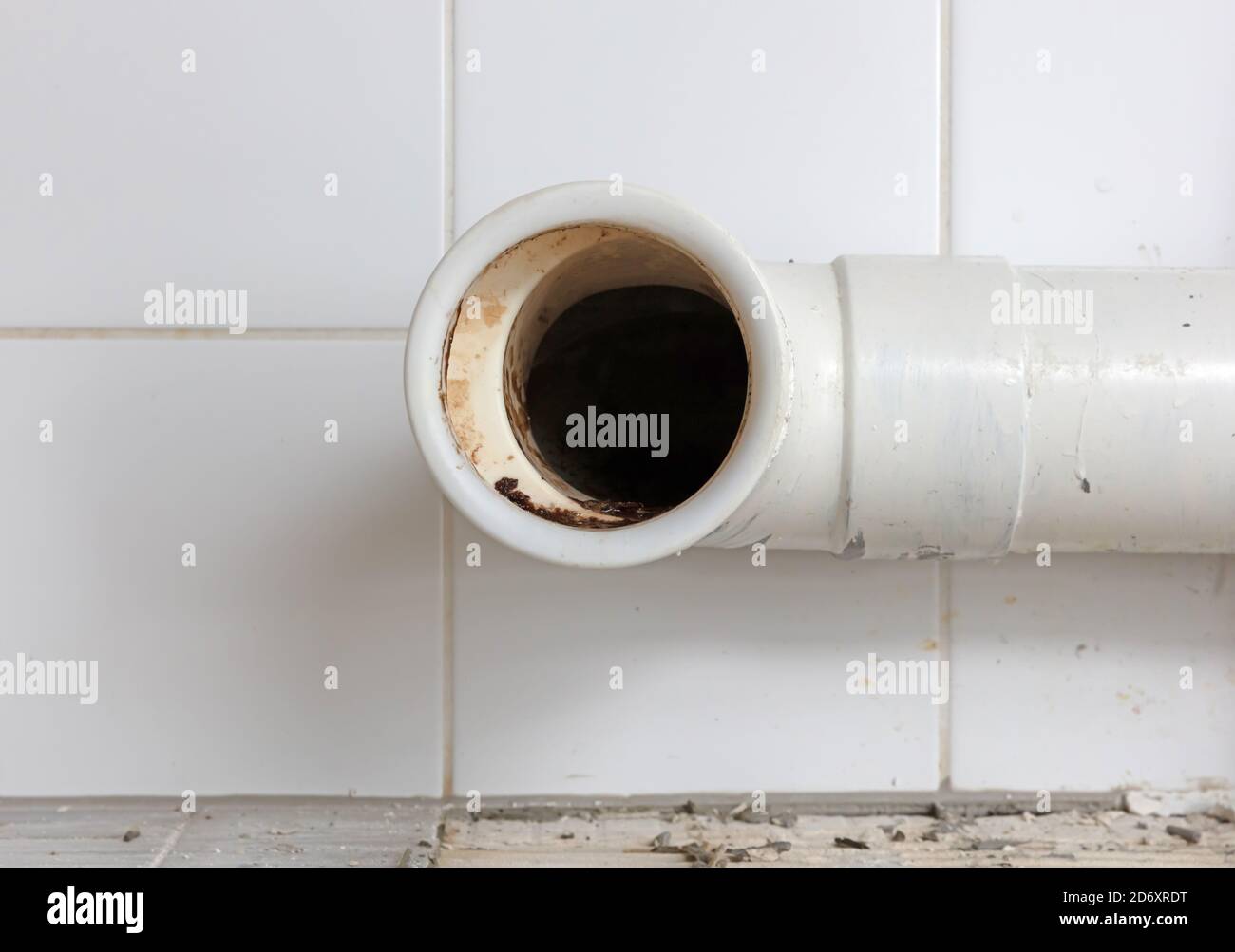 Close up drainage pipe of the toilet, reconstructing the toilet Stock