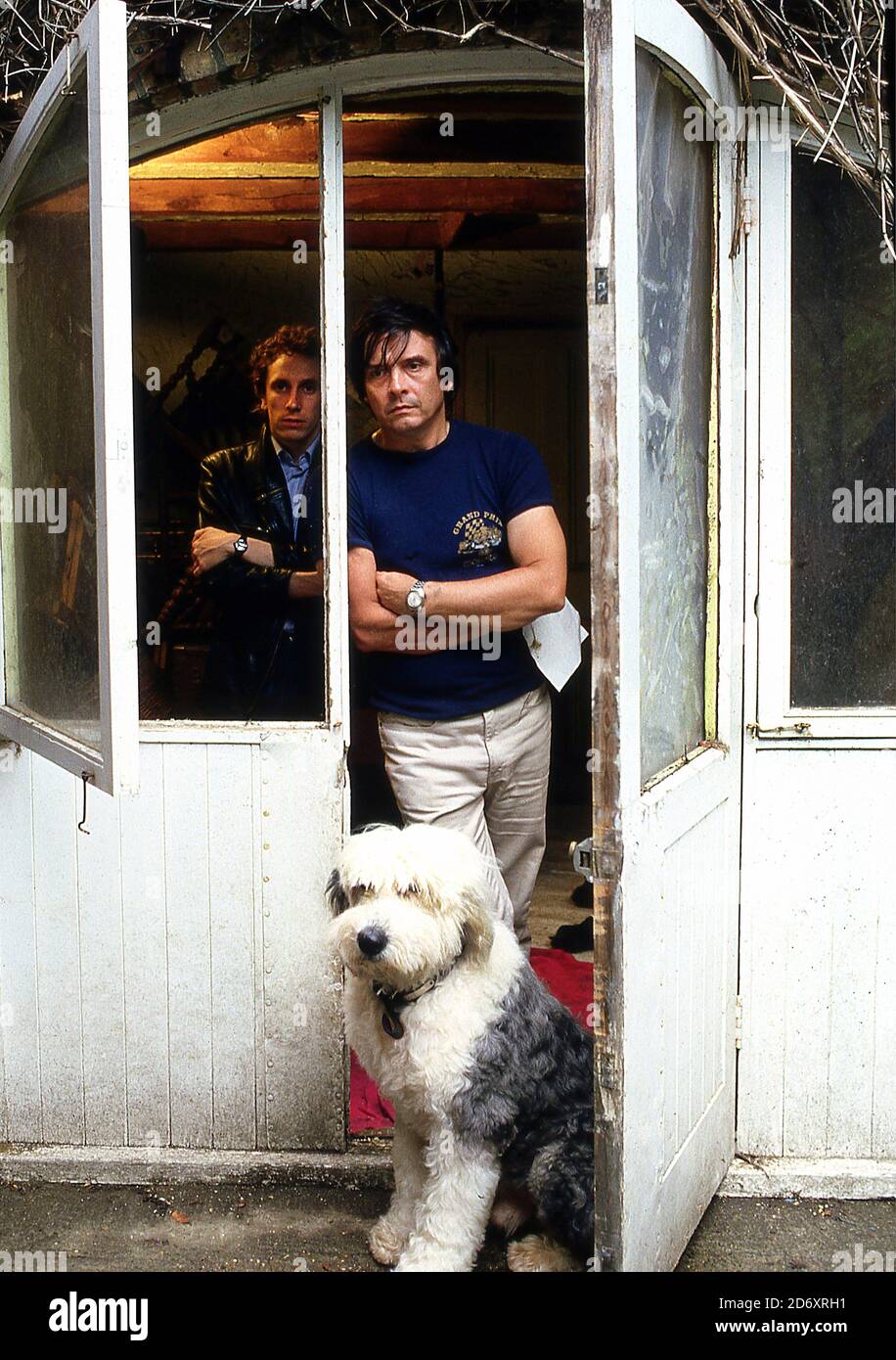 David Bailey with painter Brian Clarke at David's home in London 1981 Stock Photo