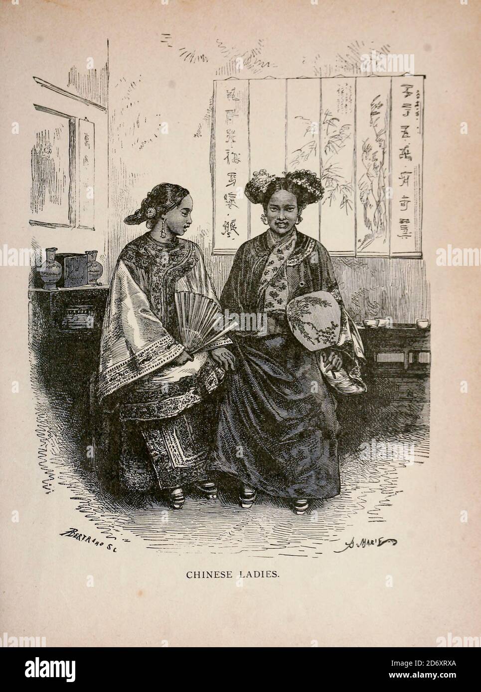 Chinese Ladies from The merchant vessel : a sailor boy's voyages to see the world [around the world] by Nordhoff, Charles, 1830-1901 engraved by C. LaPlante; some illustrations by W.L. Wyllie Publisher New York : Dodd, Mead & Co. 1884 Stock Photo