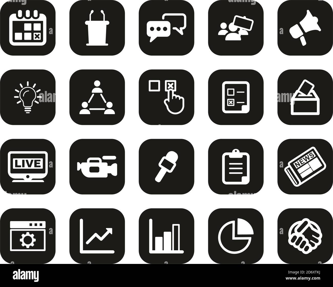 Elections Or Voting Icons White On Black Flat Design Set Big Stock ...