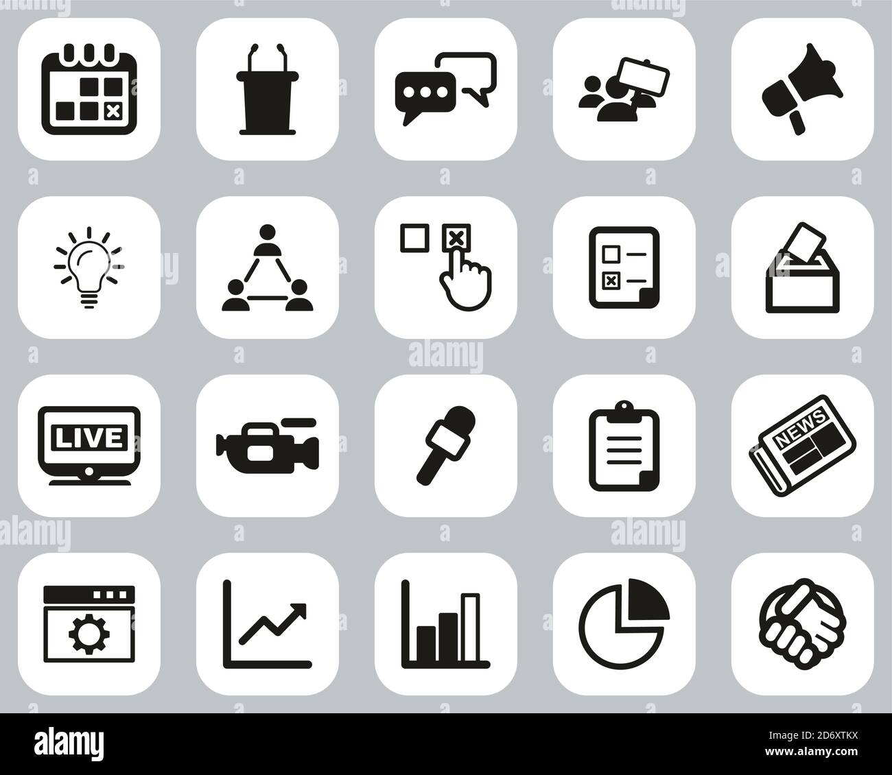Elections Or Voting Icons Black & White Flat Design Set Big Stock Vector