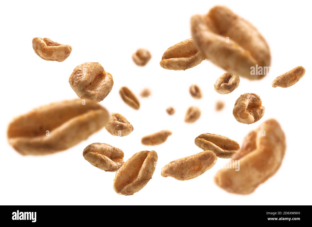 Aerial wheat levitates on a white background Stock Photo
