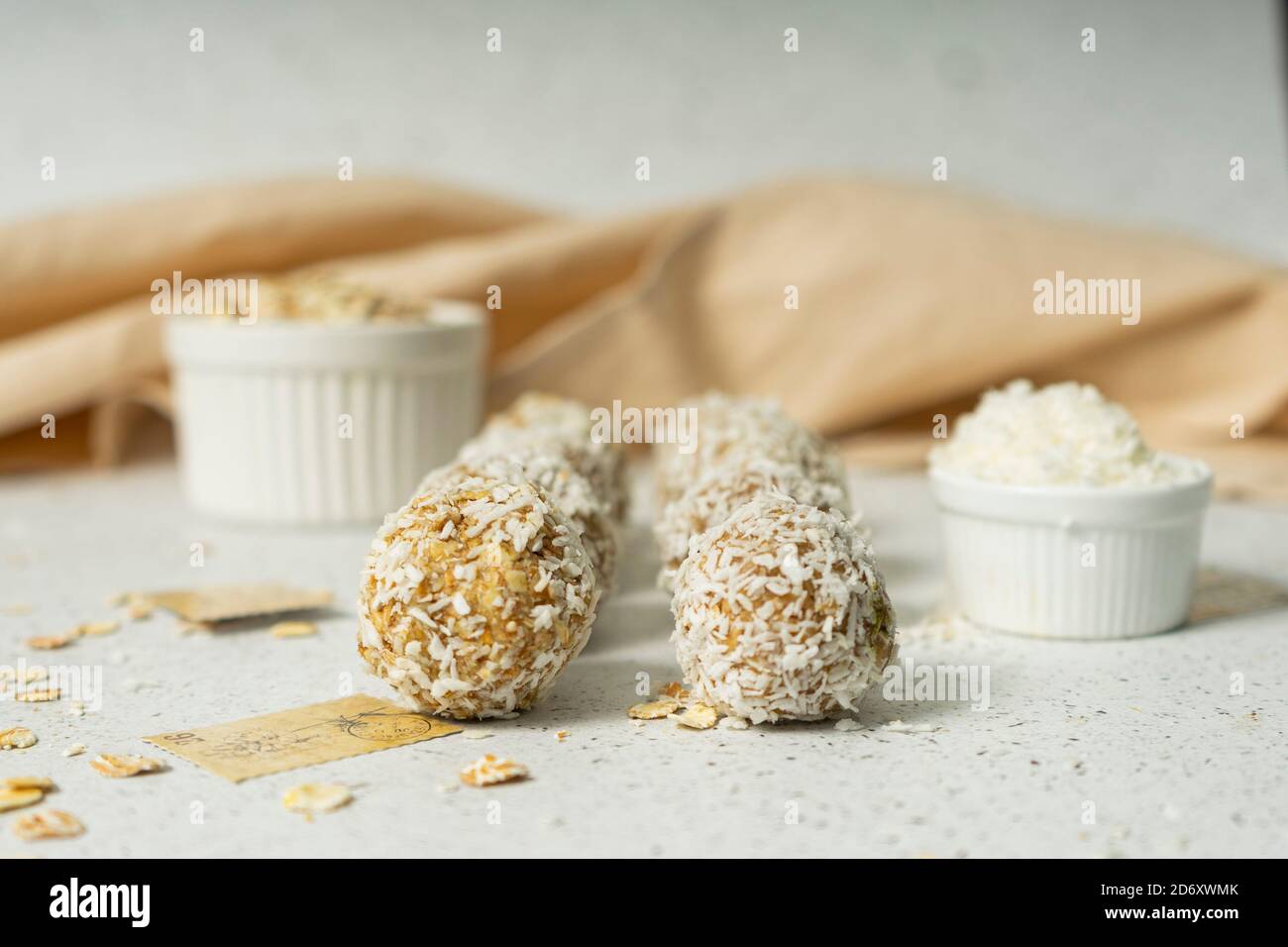 energy balls, whole oat flakes and coconut powder, lowcalorie sweets