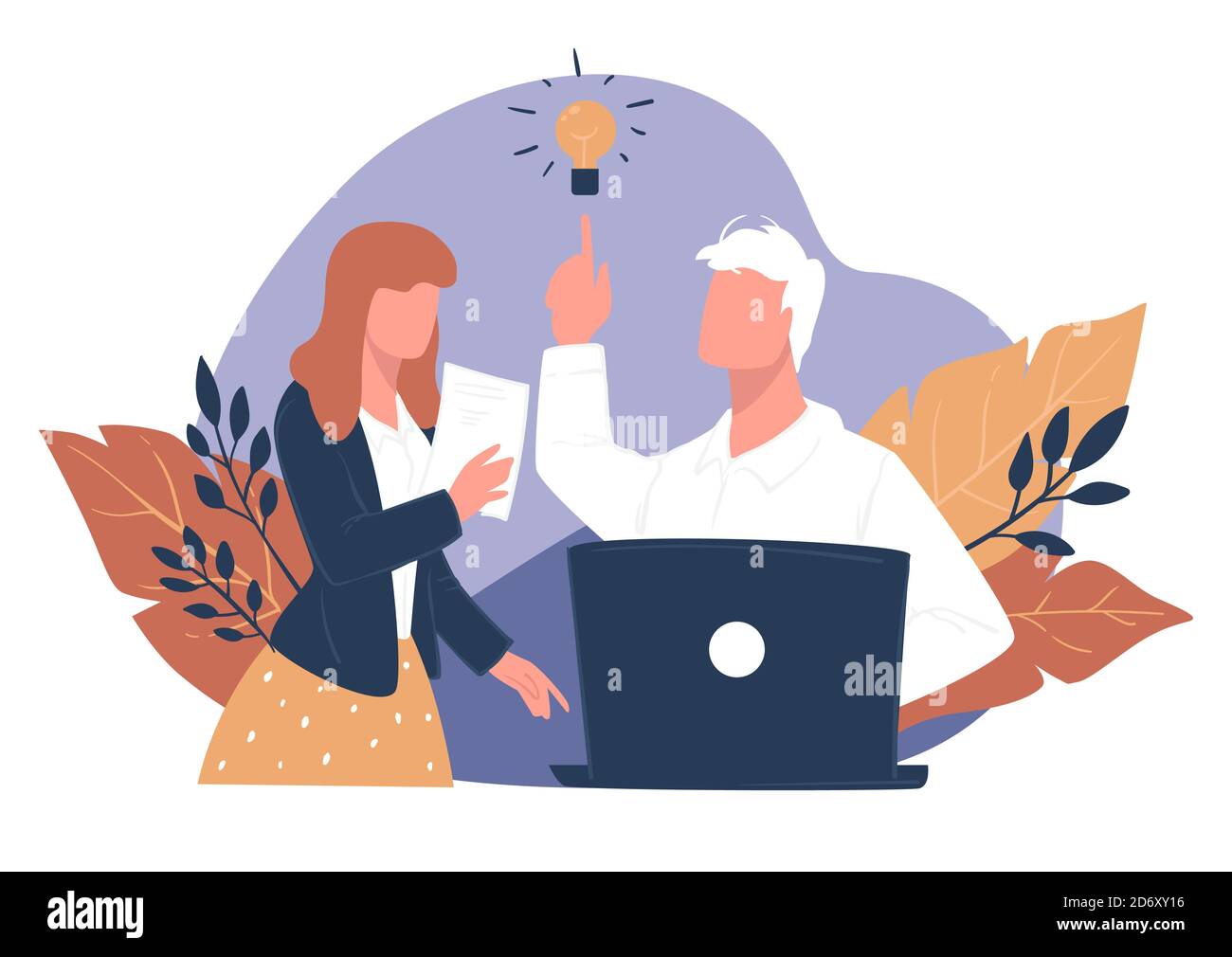 Business idea at work, brainstorming team in office Stock Vector