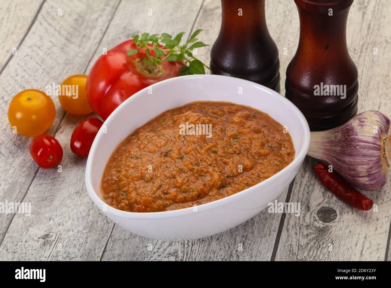 Famous Spanish gazpacho tomato cold soup Stock Photo - Alamy