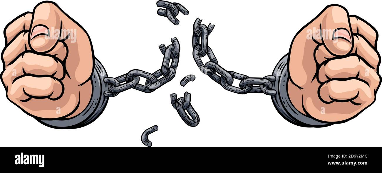 Hands Breaking Chain Shackles Cuffs Freedom Design Stock Vector Image & Art  - Alamy