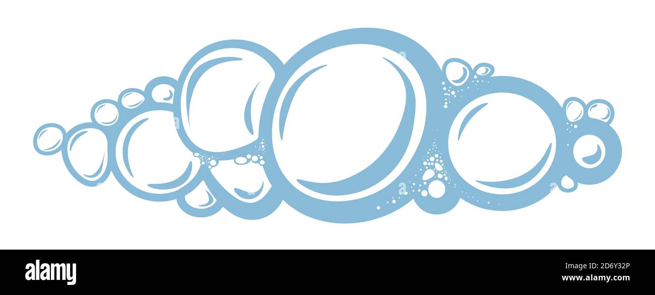 Bubbly water with soap suds, copy space on bubble Stock Vector