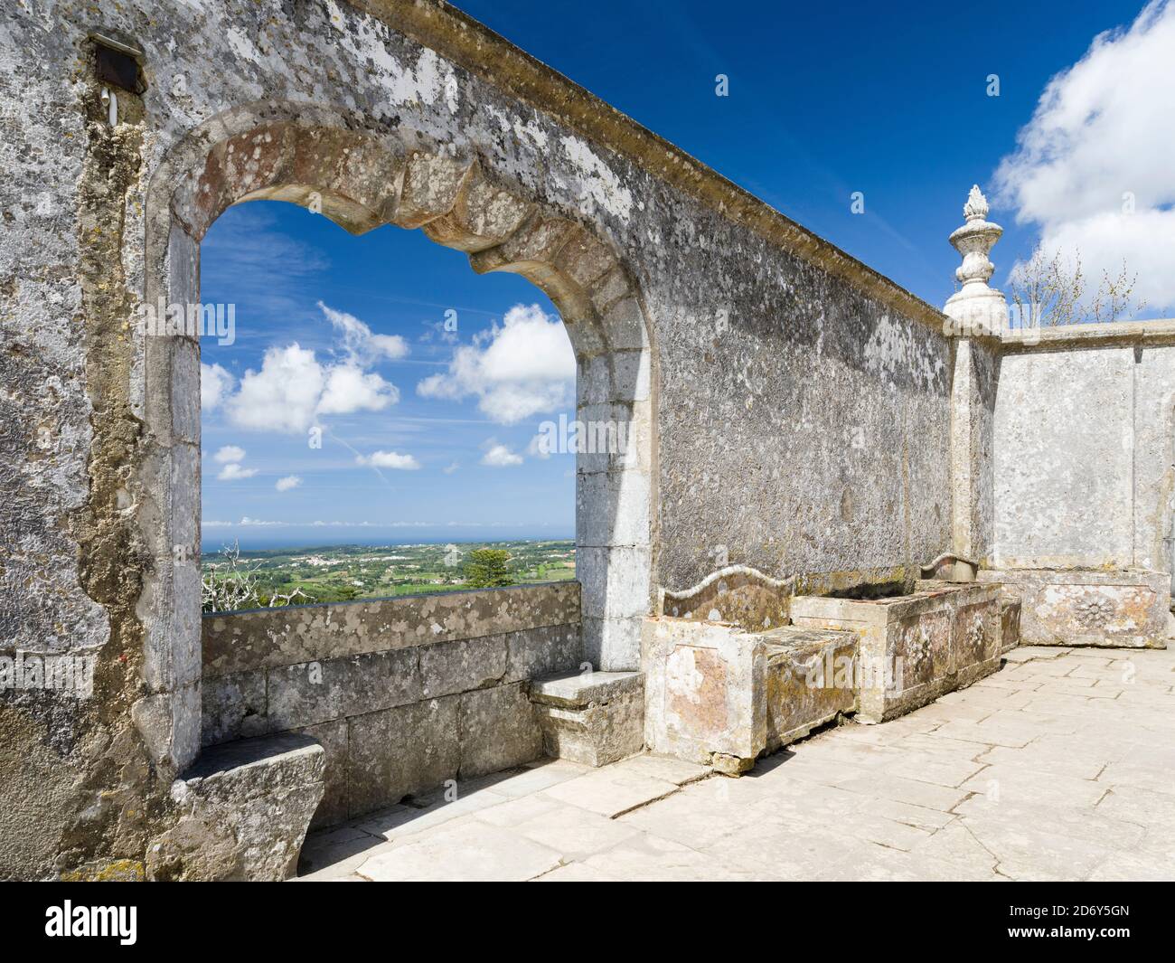 Palacio Nacional de Sintra, the national palace in  Sintra, near Lisbon, part of the UNESCO world heritage.  View of the surroundings. Europe, Souther Stock Photo