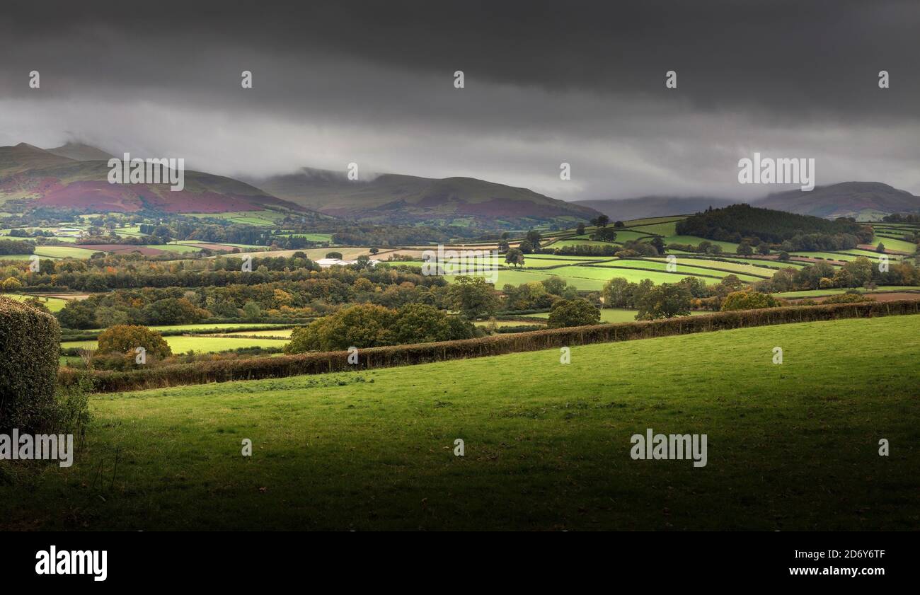 Dark clouds over the Brecon Beacons Stock Photo