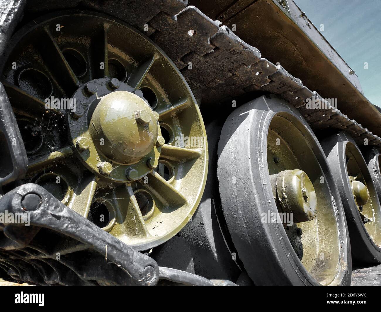 Wheels and tracks of a tank of the 2 world war Stock Photo