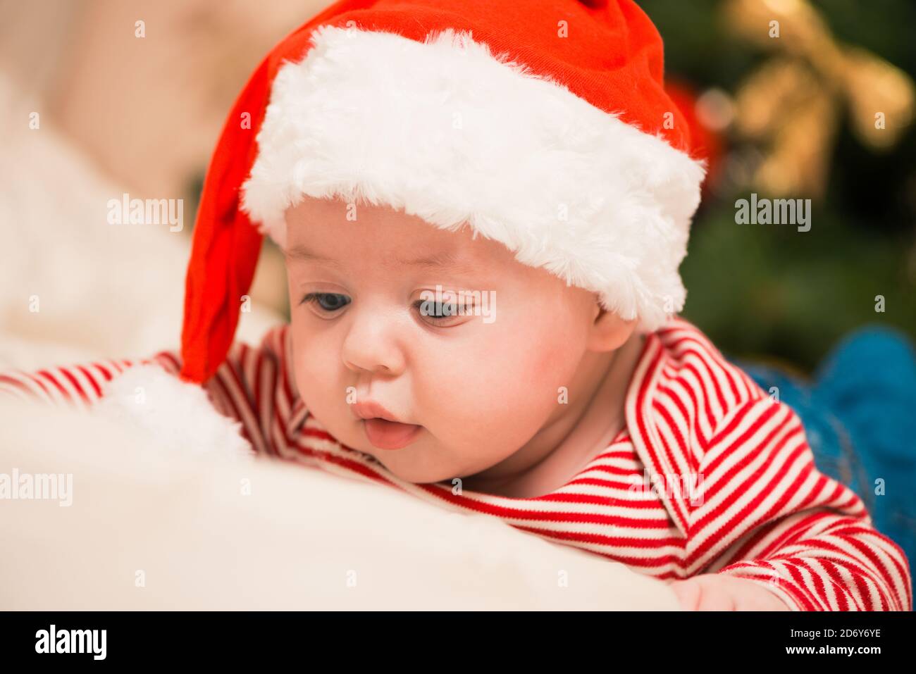 little baby portrait at holiday background Stock Photo