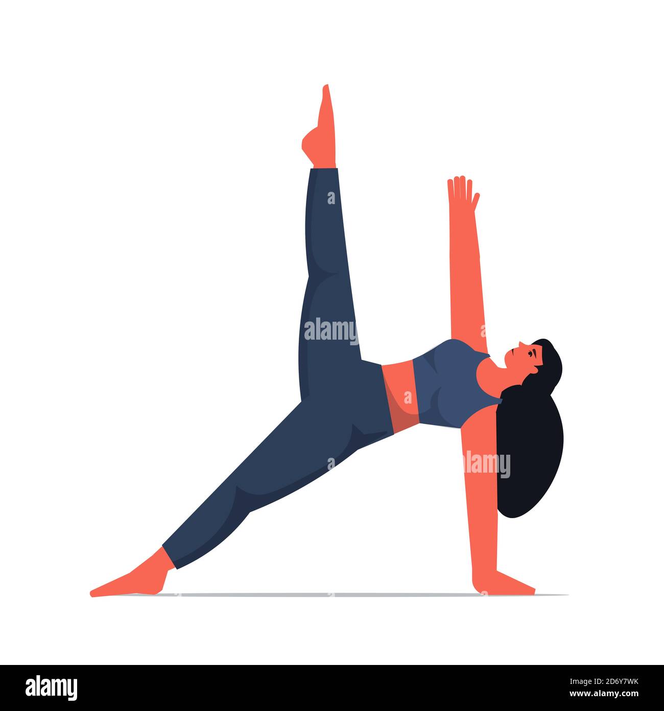 woman doing yoga exercise fitness training healthy lifestyle concept girl working out full length vector illustration Stock Vector