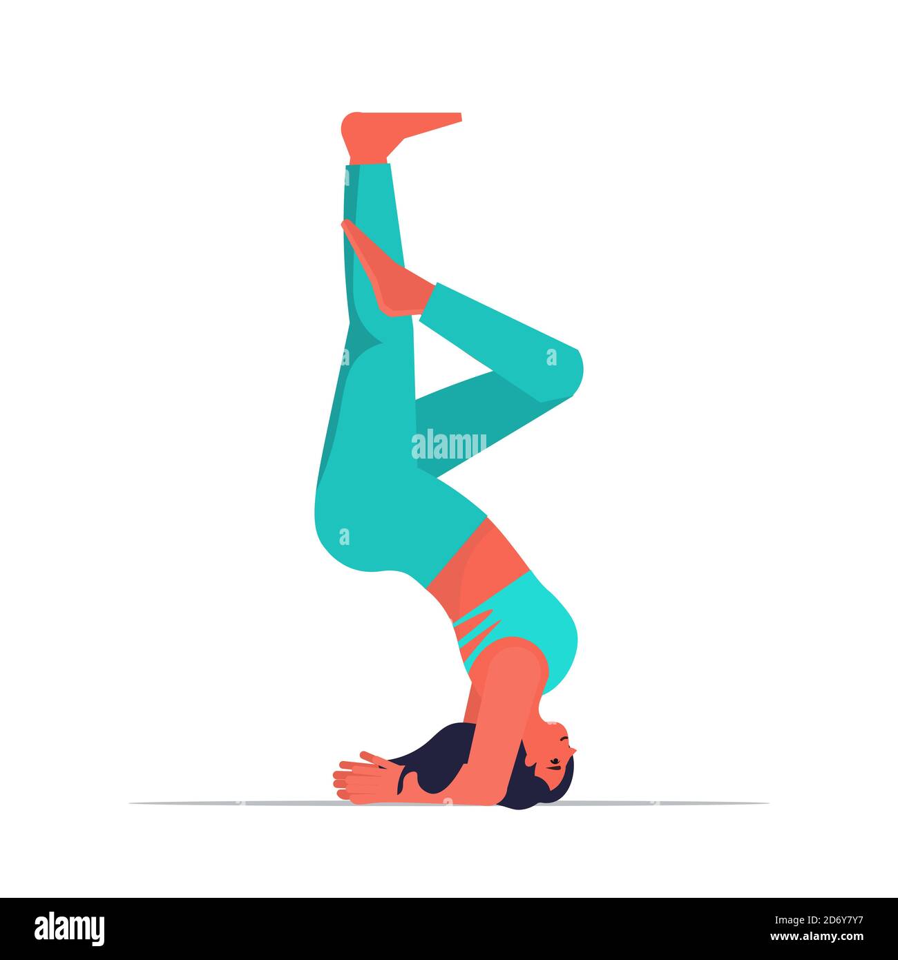 woman doing yoga exercise fitness training healthy lifestyle concept girl working out full length vector illustration Stock Vector