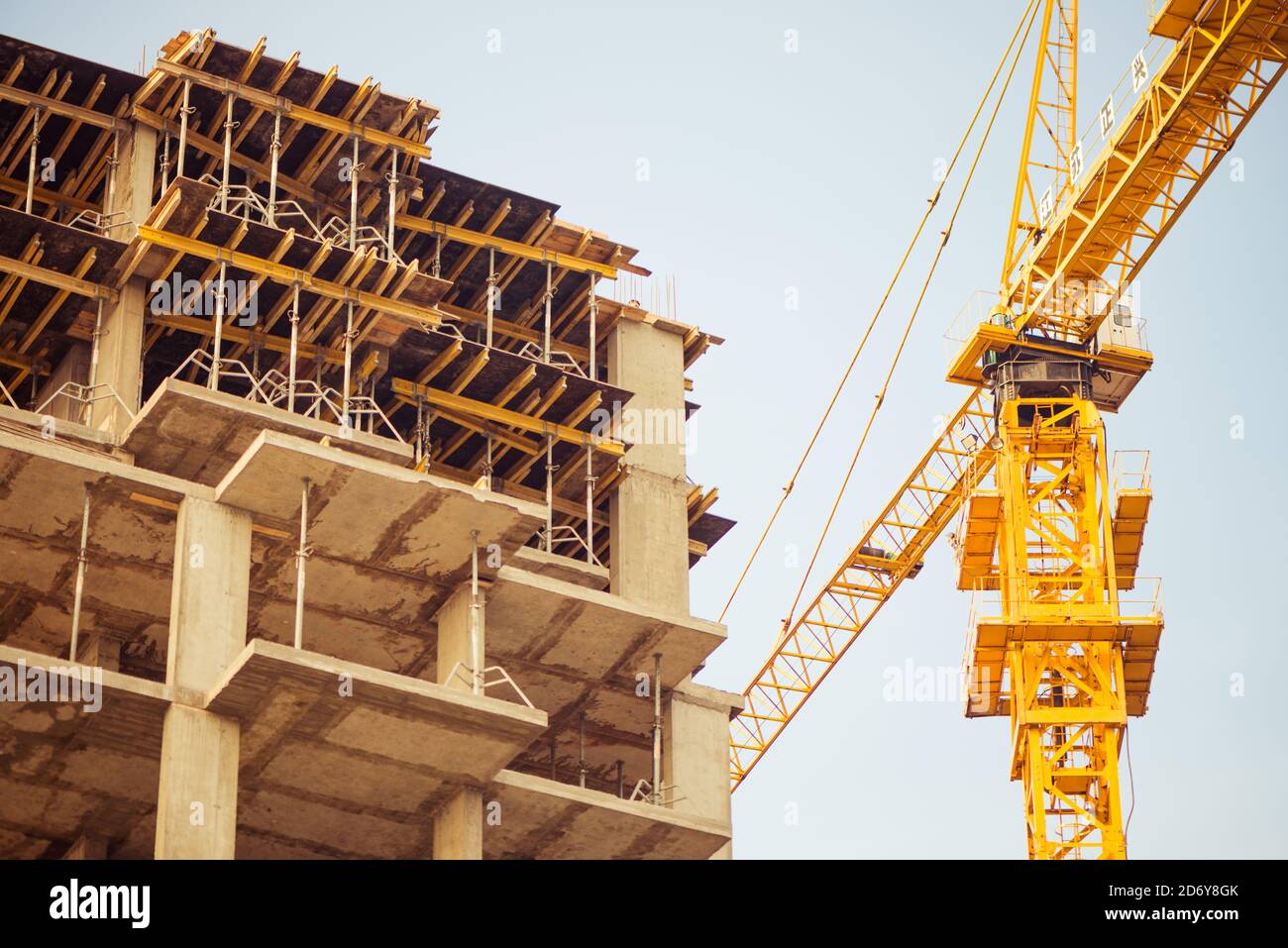 new building development construction with working crane Stock Photo ...