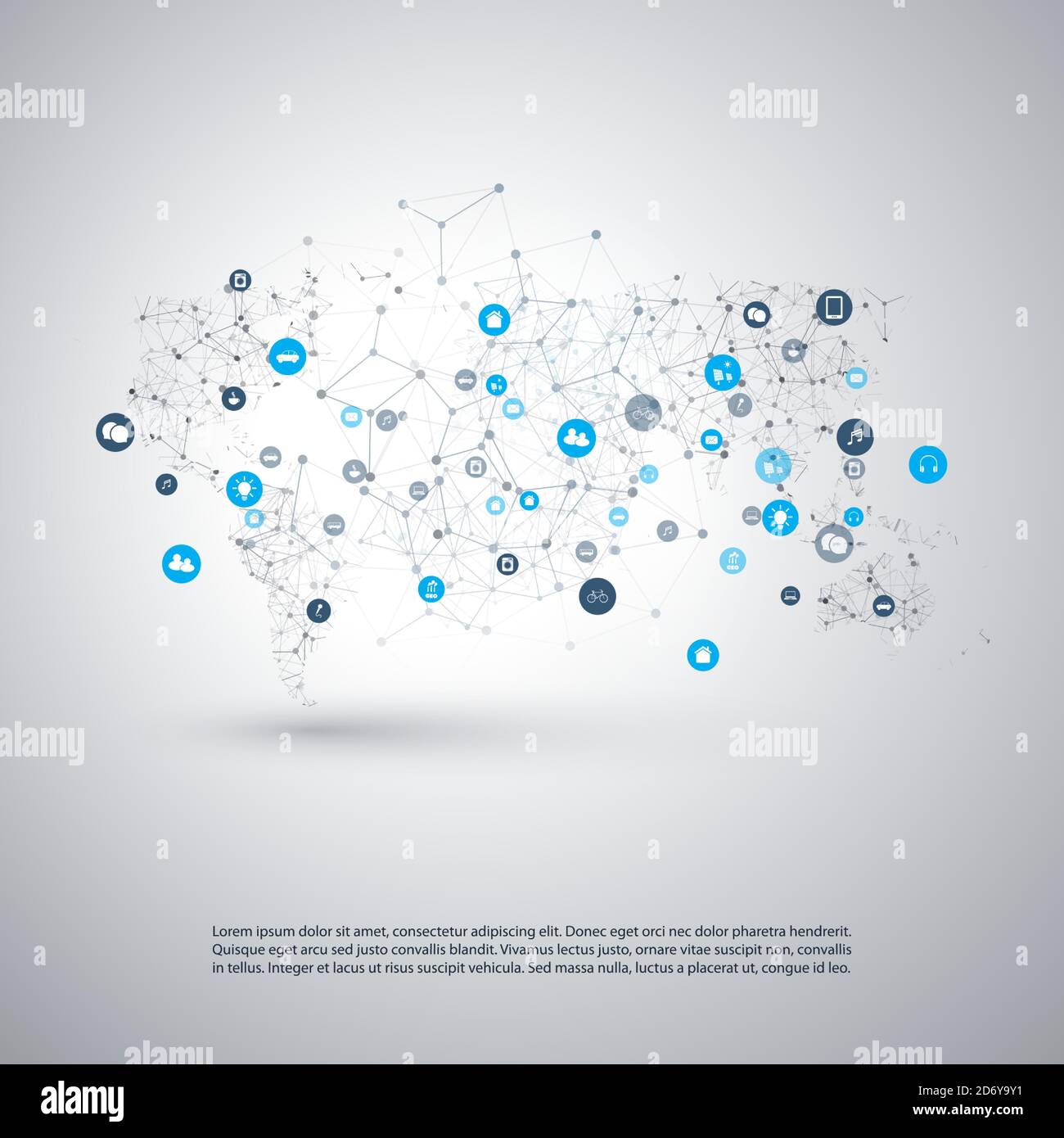 Internet of Things, Cloud Computing Design Concept with Wireframe and ...
