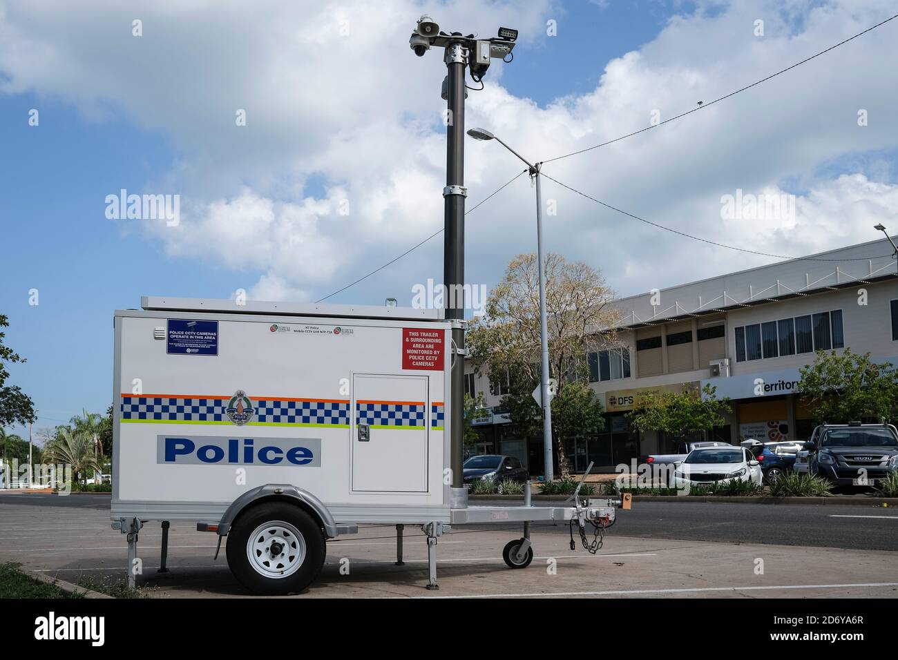 Mobile police cctv camera in Darwin Australia Stock Photo - Alamy