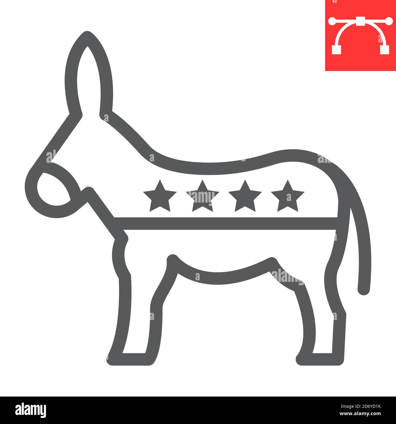 Democratic donkey line icon, election and democrat, donkey sign vector graphics, editable stroke linear icon, eps 10. Stock Vector