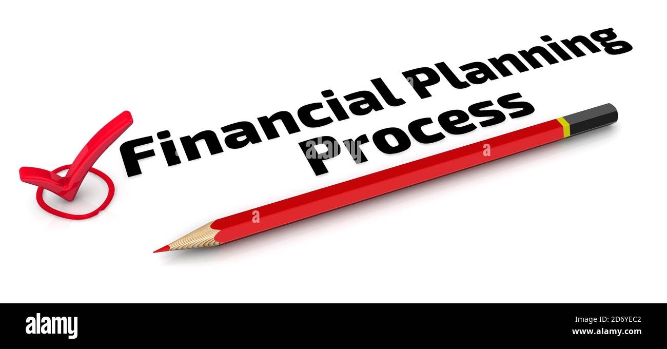 Financial planning process. The check mark. One red check mark with
