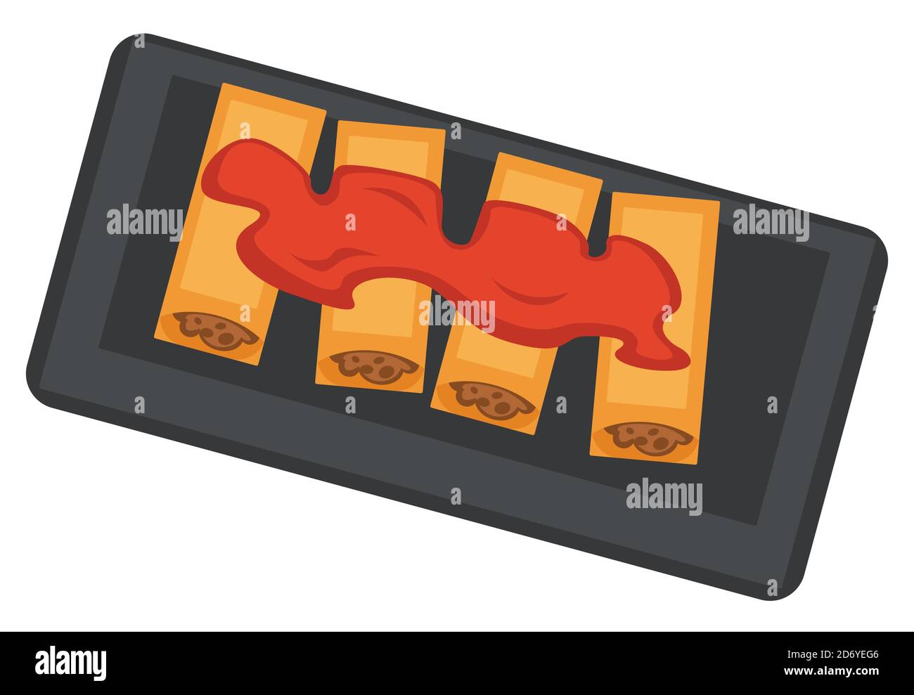 Crepes with meat, rolls and jam or caviar vector Stock Vector