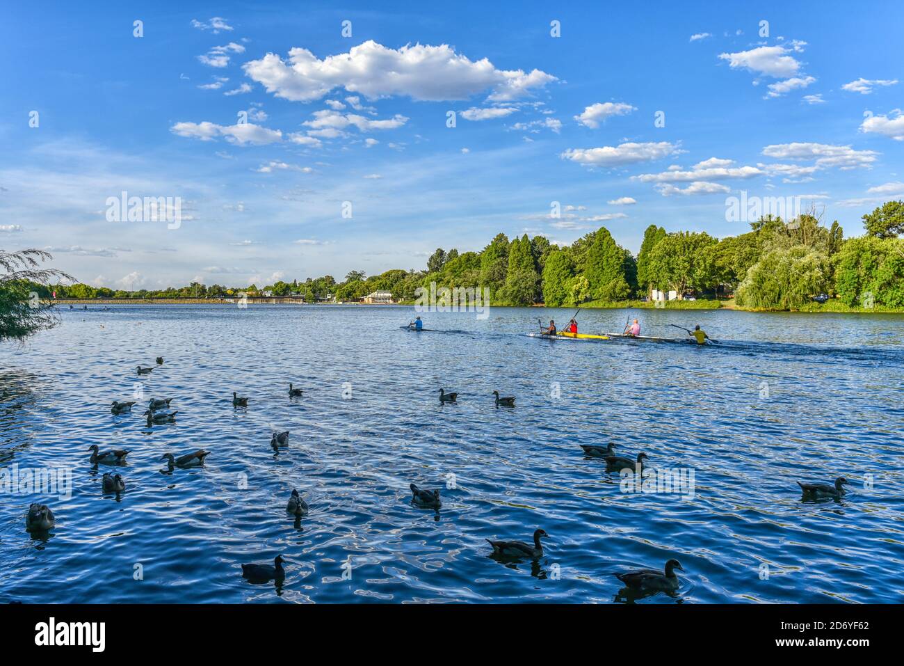 Beautiful view of the Emmarentia Dam, Johannesburg South Africa Stock