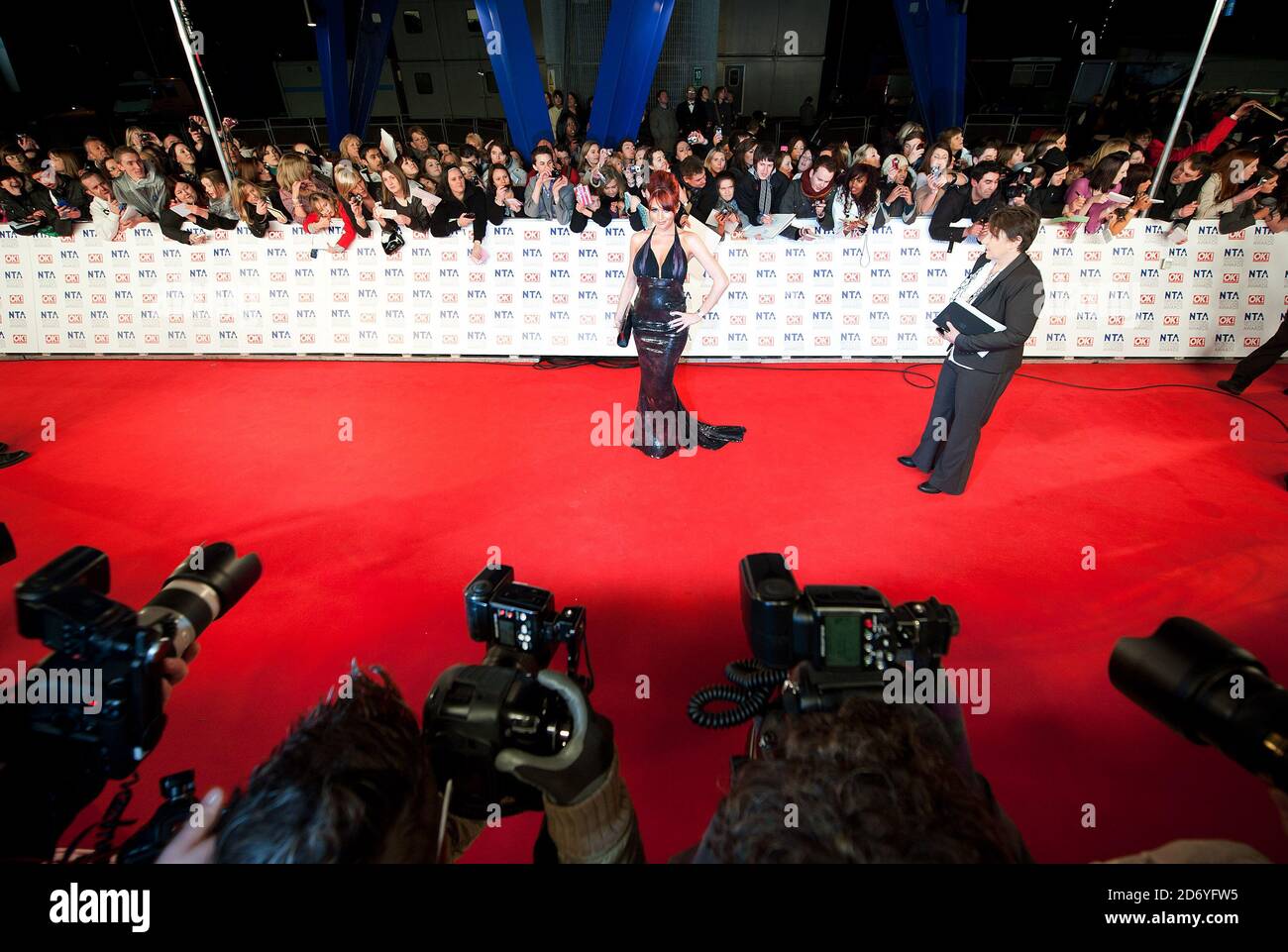 Amy Childs arrives at the National Television Awards, at the O2 centre
