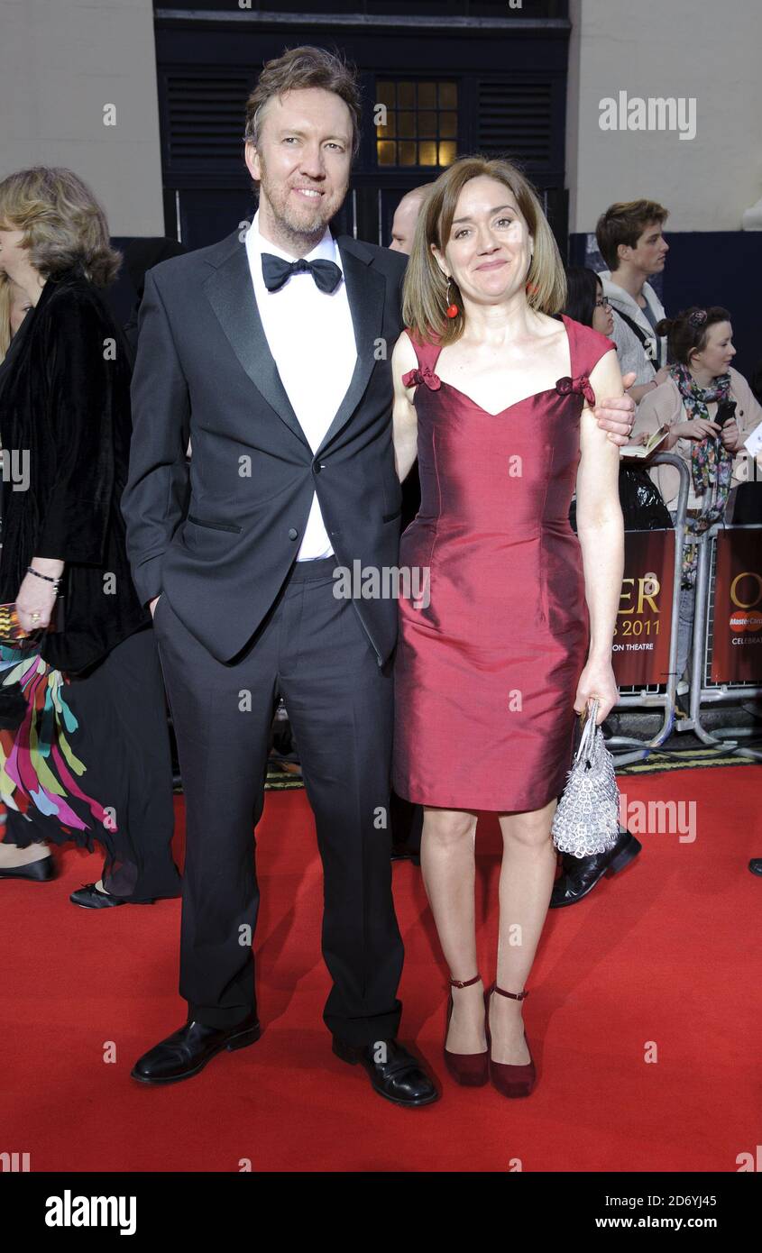 Richard Lumsden and Sophie Thompson arrive at the 2011 Laurence Olivier Awards at the Theatre Royal in London Stock Photo