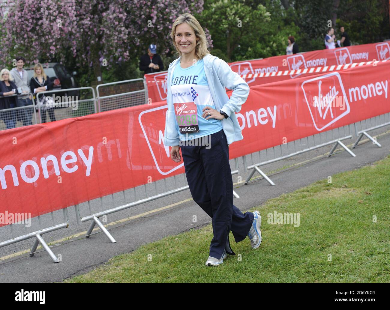 Sophie Rayworth pictured at the start of the 2011 London Marathon, at