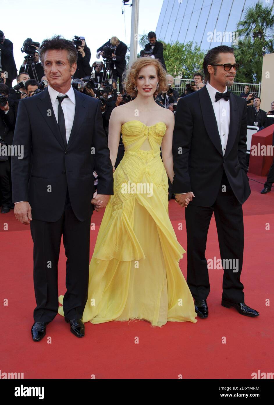 Brad Pitt, Jessica Chastain and Sean Penn arrive at the premiere of Tree of  Life during the 64th Cannes International Film Festival, at the Palais des  Festivales in Cannes, France Stock Photo -