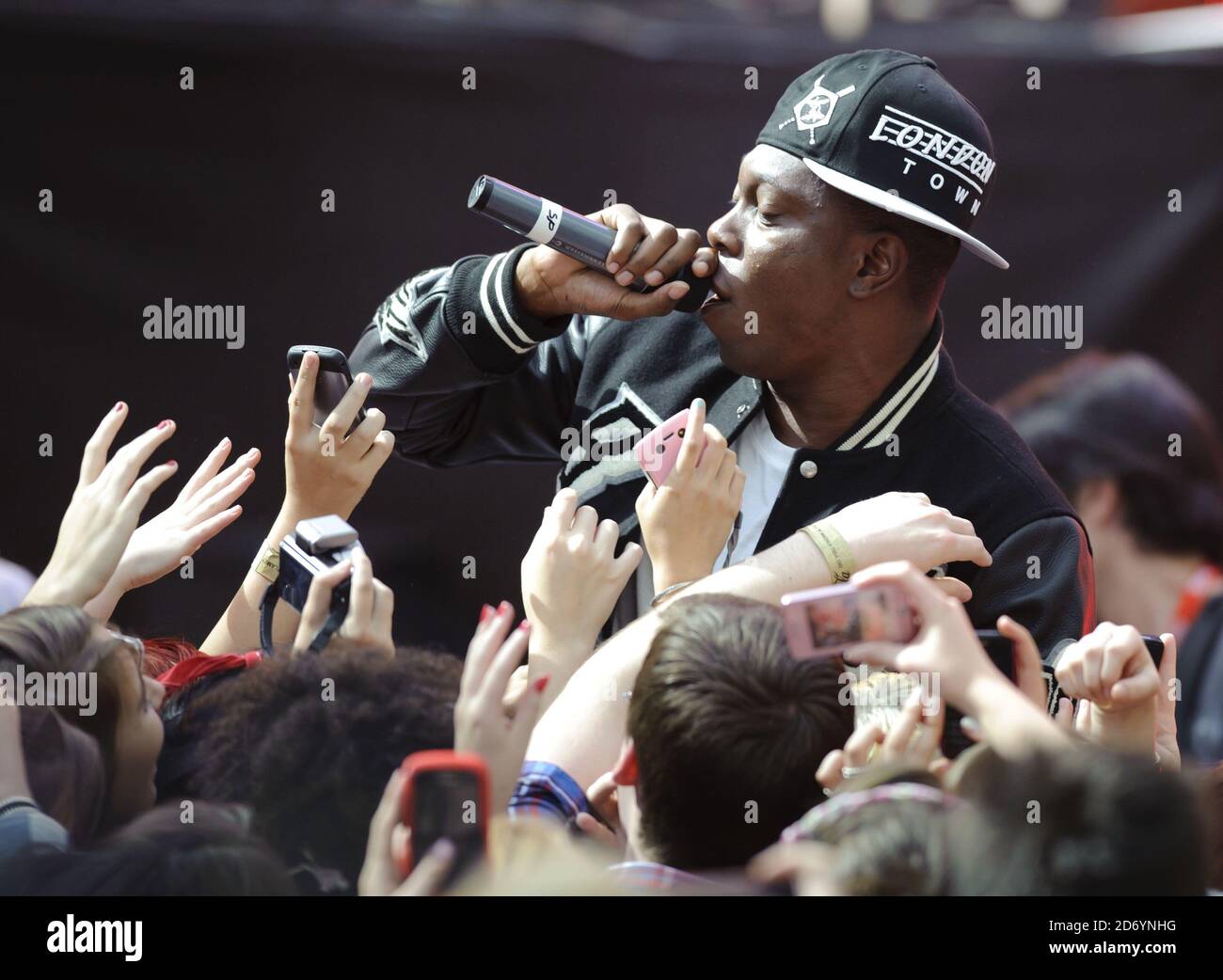 Dizzee Rascal performing at a live event at Westfield London to launch ...