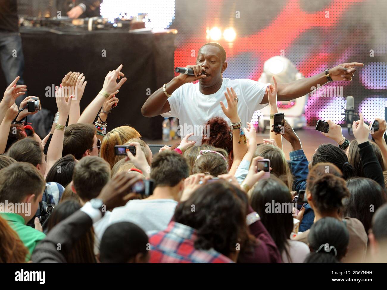 Dizzee Rascal 2012 Dizzee Rascal performing at a live event at Westfield London to launch ...